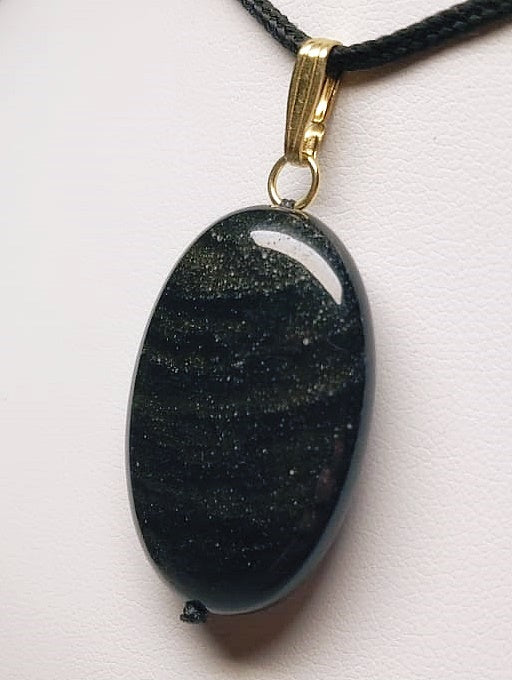 Obsidian - Golden Sheen Therapeutic Pendant C