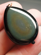 Load image into Gallery viewer, Obsidian - Rainbow Therapeutic Pendant D