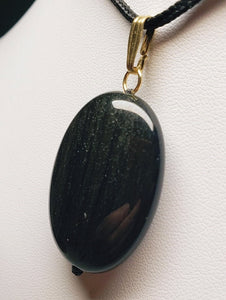 Obsidian - Golden Sheen Therapeutic Pendant A